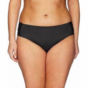 BECCA Color Code Shirred Side Tabbed Black Bikini Bottoms